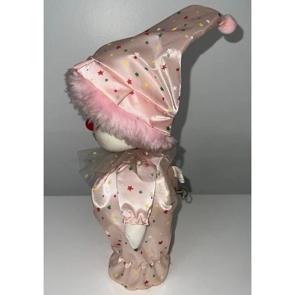 musical wind up clown doll moving head  Pink 10